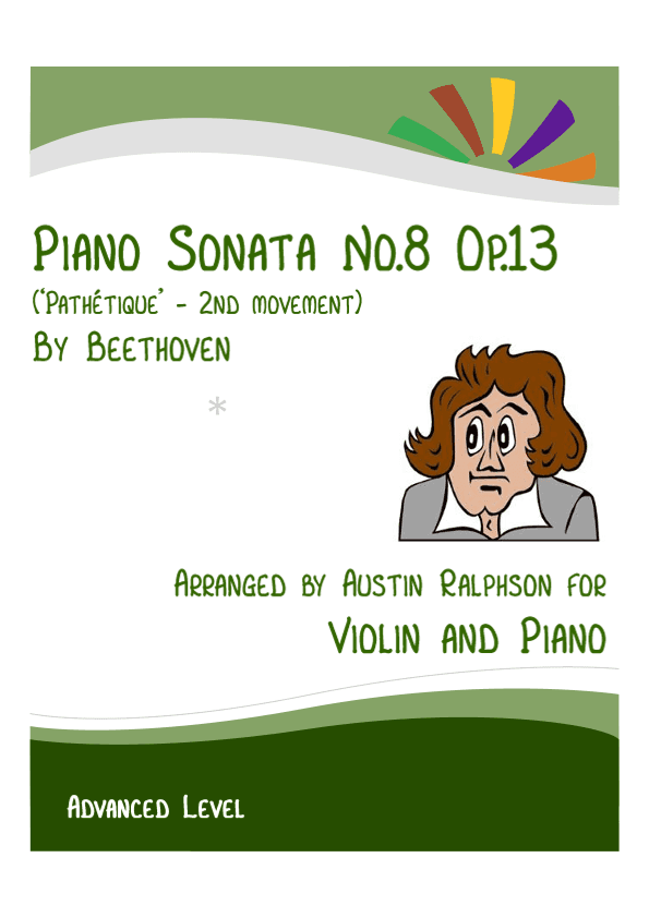 Sonata No.8 "Pathetique", 2nd movement (Beethoven) - violin and piano with FREE BACKING TRACK (arr. Austin Ralphson)
