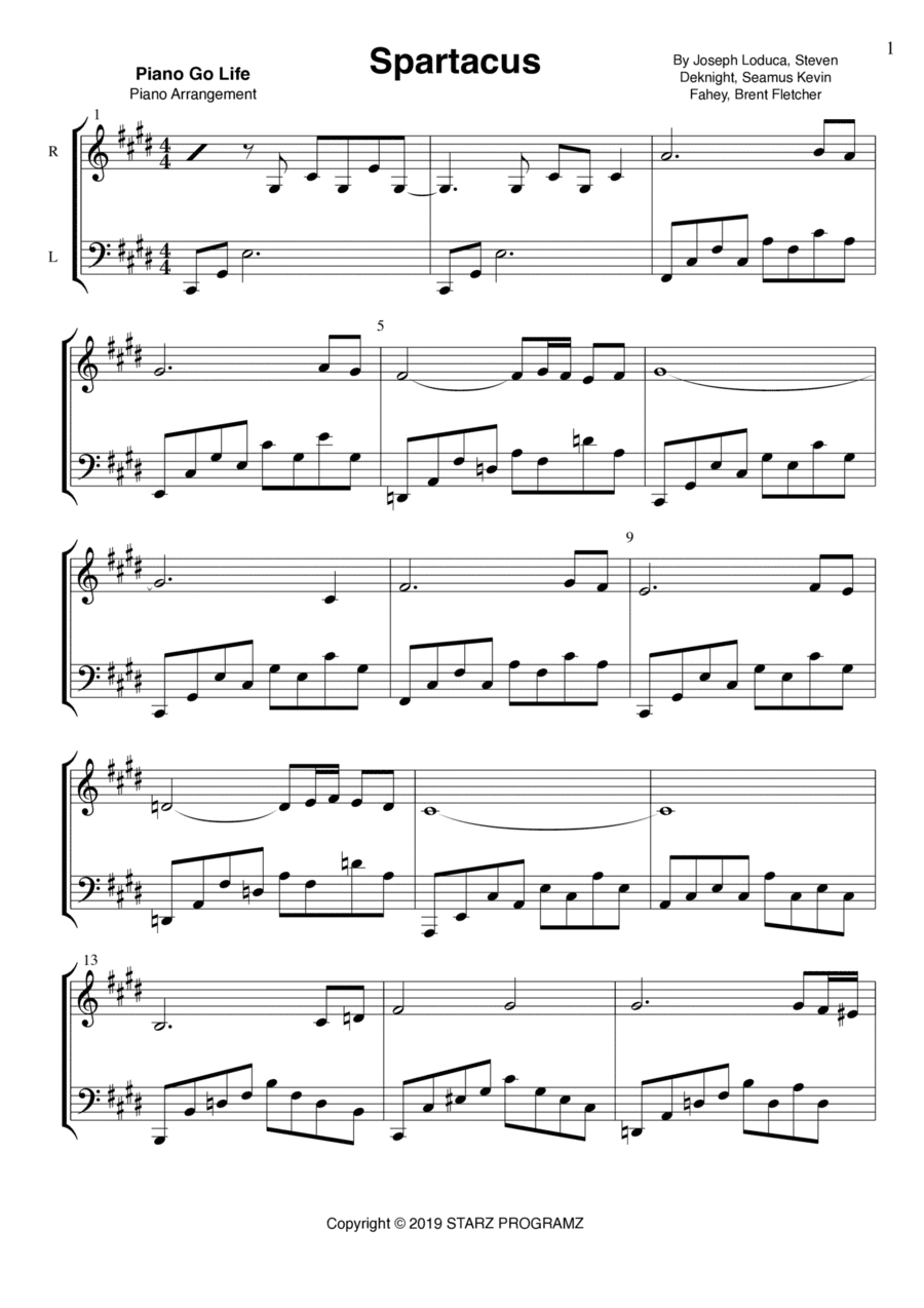 Spartacus (arr. Piano Go Life)