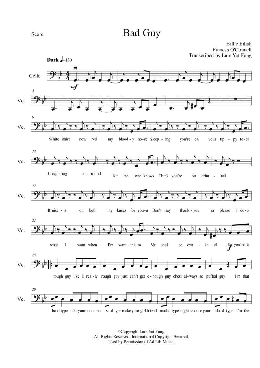 Bad Guy (arr. Lam Yat Fung)