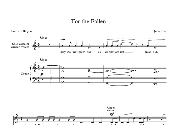 For the Fallen (High voice or Unison voices, Organ)