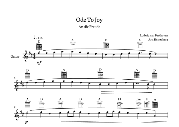 Beethoven - Ode To Joy for Guitar (arr. Heisenberg)