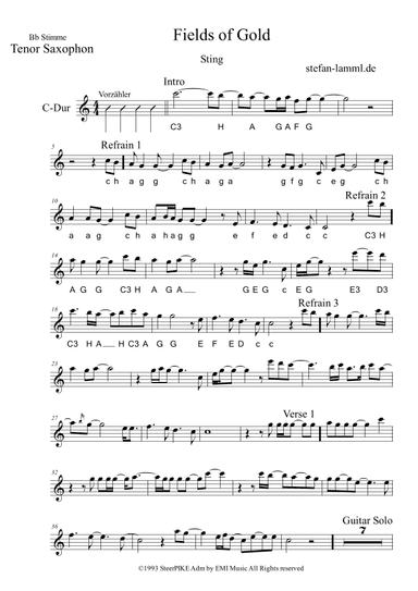 Fields Of Gold (arr. stefan-lamml.de)