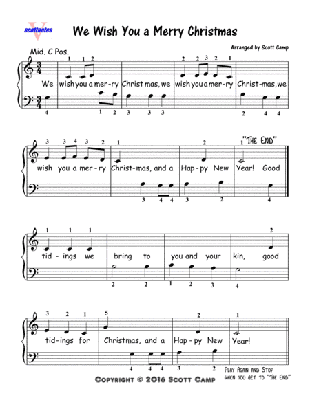 We Wish You a Merry Christmas (First Year Piano Students) (arr. Scott Camp)