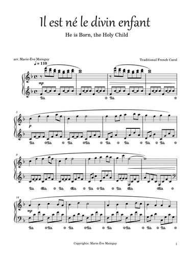 Il est né le divin enfant (He is Born, the Holy Child) (arr. Marie-Ève Mainguy)