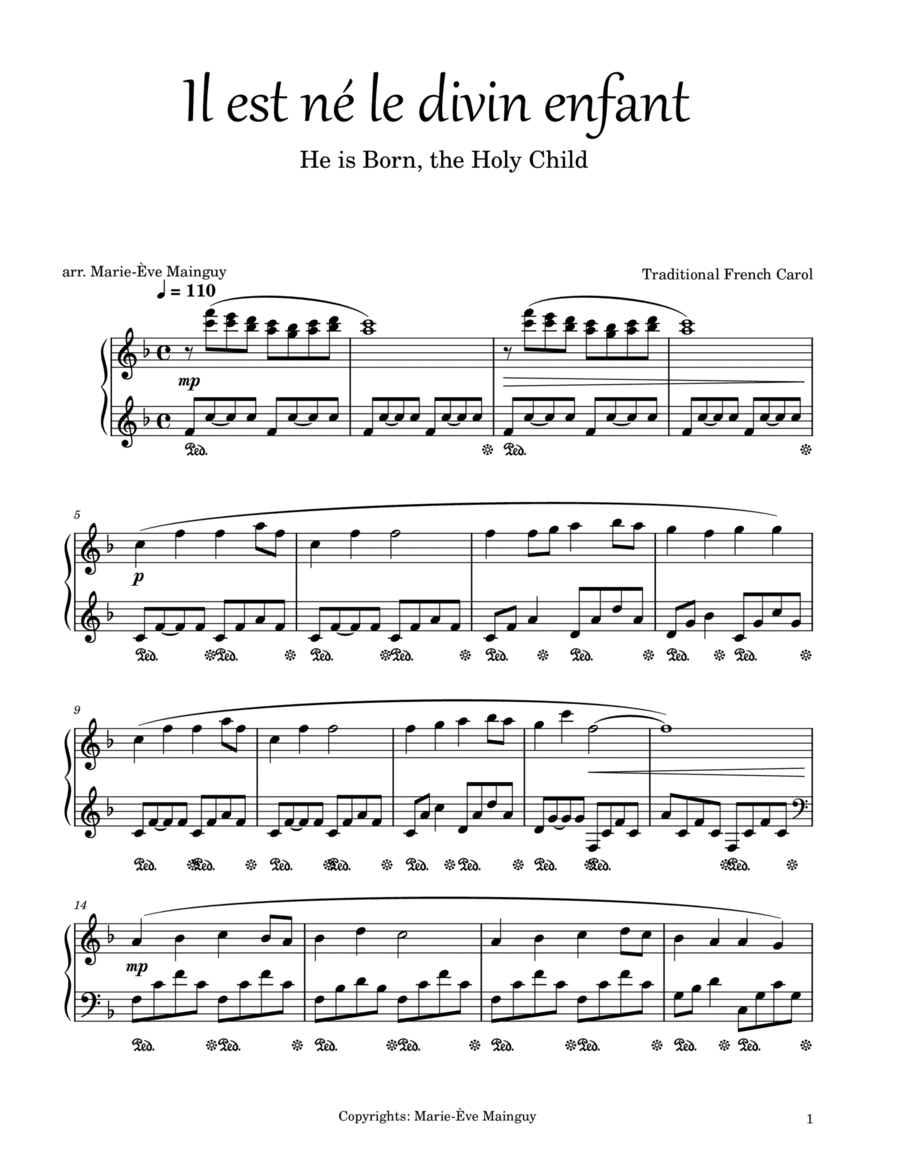Il est né le divin enfant (He is Born, the Holy Child) (arr. Marie-Ève Mainguy)