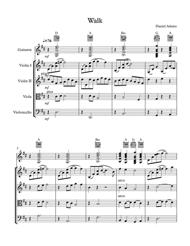 Walk - Wedding Song String Quartet with optional Guitar/Piano