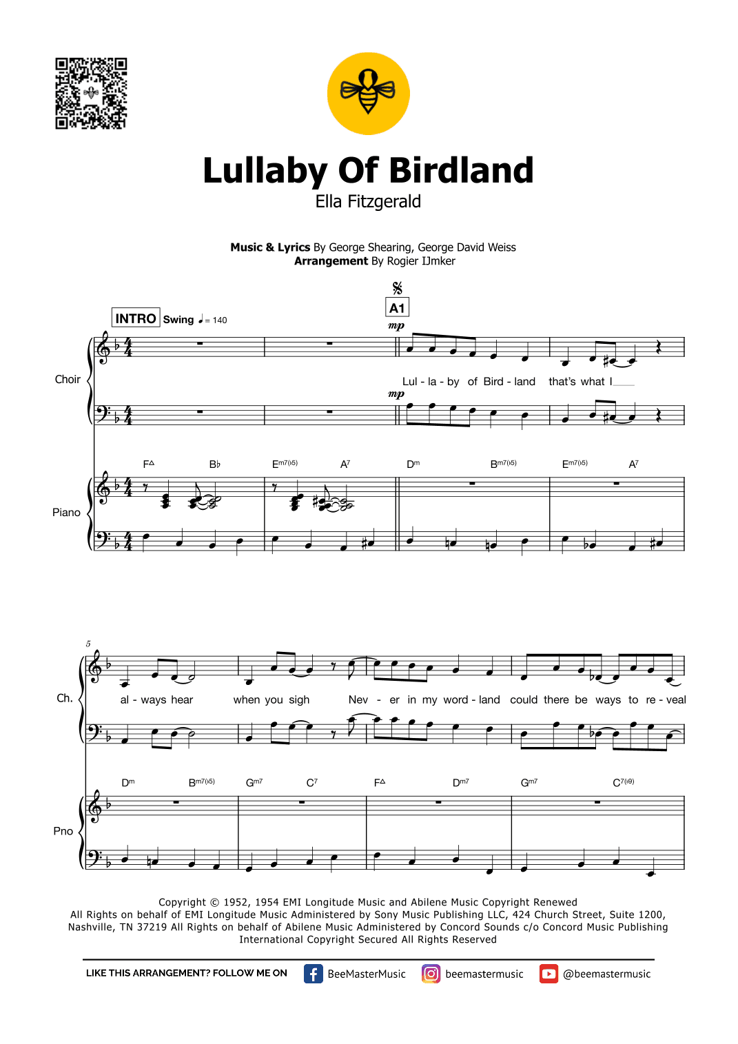 Lullaby Of Birdland (arr. Rogier Ijmker)