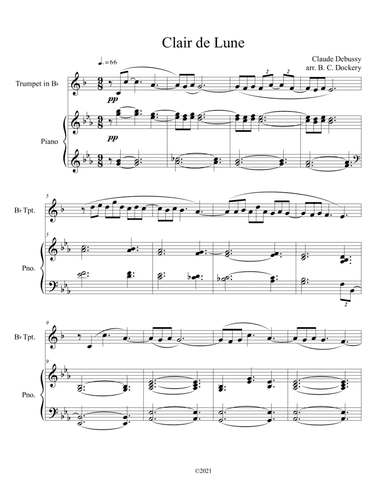 Clair de Lune (Trumpet Solo) with piano accompaniment (arr. B. C. Dockery)