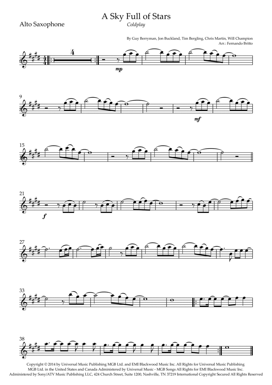 A Sky Full Of Stars (arr. Fernando Britto)