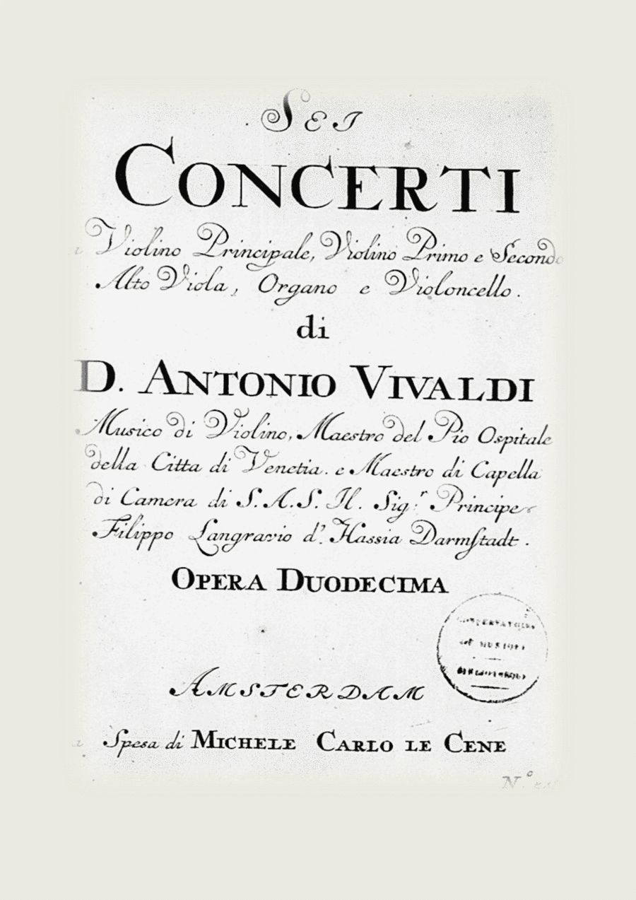 Vivaldi - Six Concertos Op.12 for Violin, Strings and Cembalo - Full scores and Parts (arr. Santino Cara)