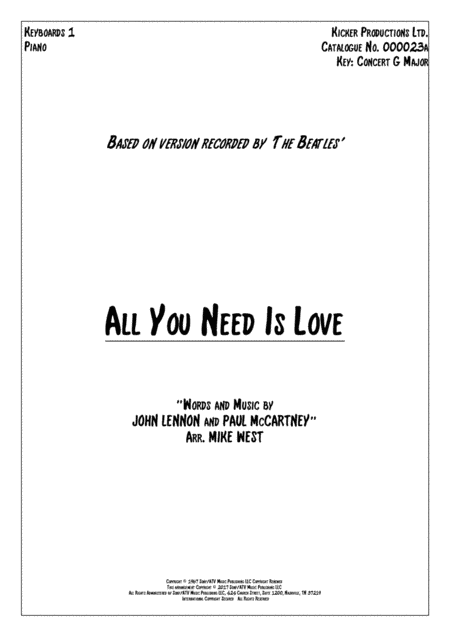All You Need Is Love (arr. Mike West)