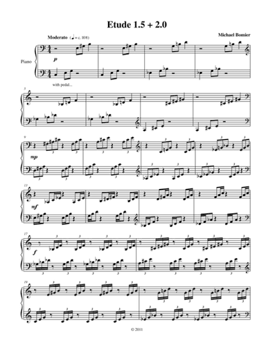 Etude 1.5 + 2.0 for Piano Solo from 25 Etudes using Symmetry, Mirroring and Intervals