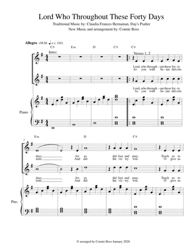 Lord, Who Throughout These Forty Days - vocal duet and piano (arr. Connie Boss)