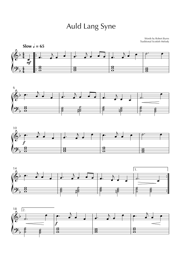 Auld Lang Syne - Easy Piano (arr. Stephanie B.)