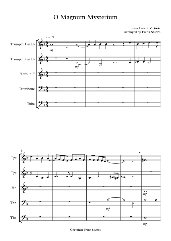 O Magnum Mysterium - Thomas Louis de Victoria (arr. Frank Stubbs)