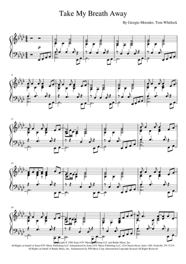 Take My Breath Away (love Theme) (arr. Jari Suhonen)