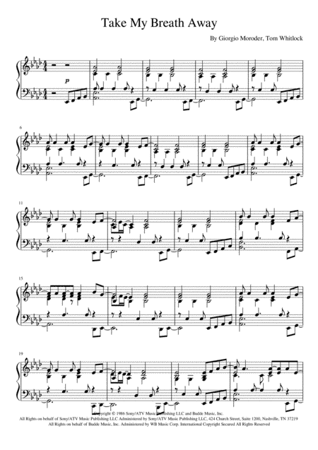 Take My Breath Away (love Theme) (arr. Jari Suhonen)