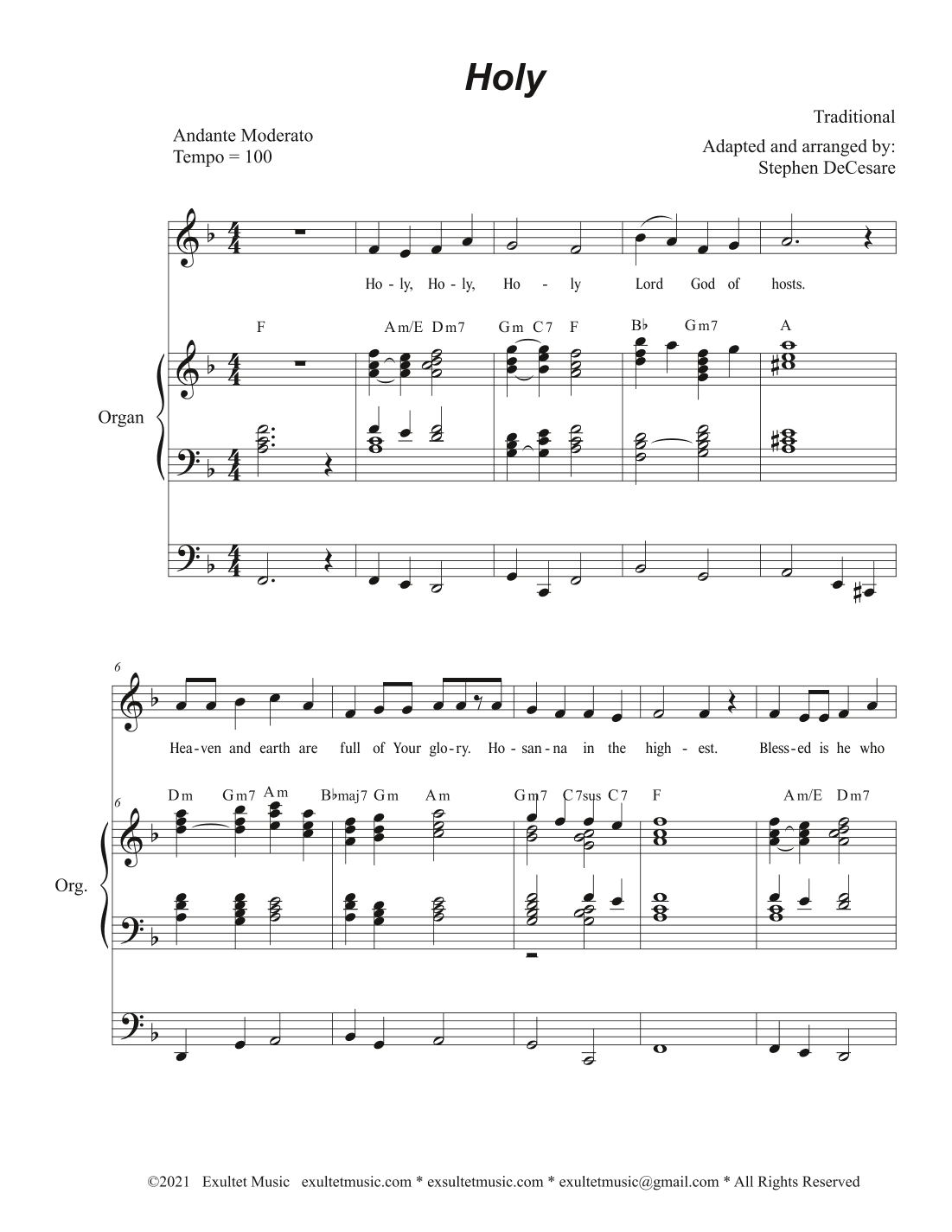 Holy (from "Mass for Our Lenten Journey") (Vocal solo) (arr. Stephen DeCesare)