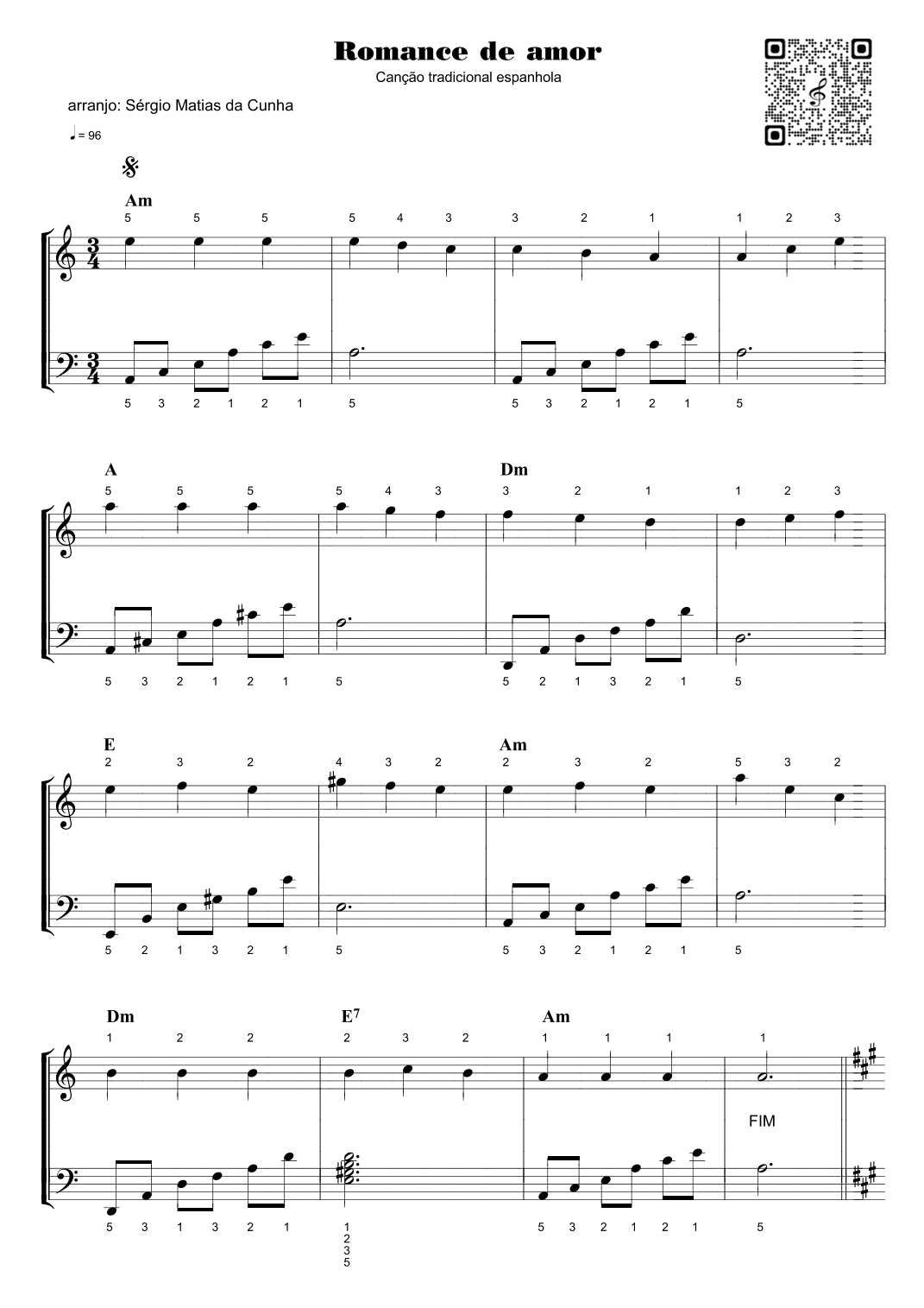 Romance de amor (arr. Sérgio Matias da Cunha)