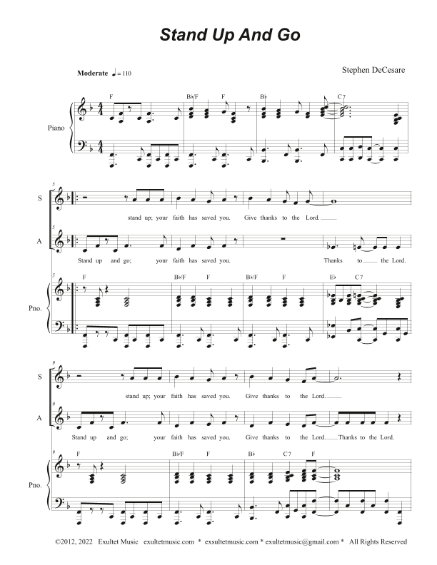 Stand Up And Go (Duet for Soprano and Alto solo)