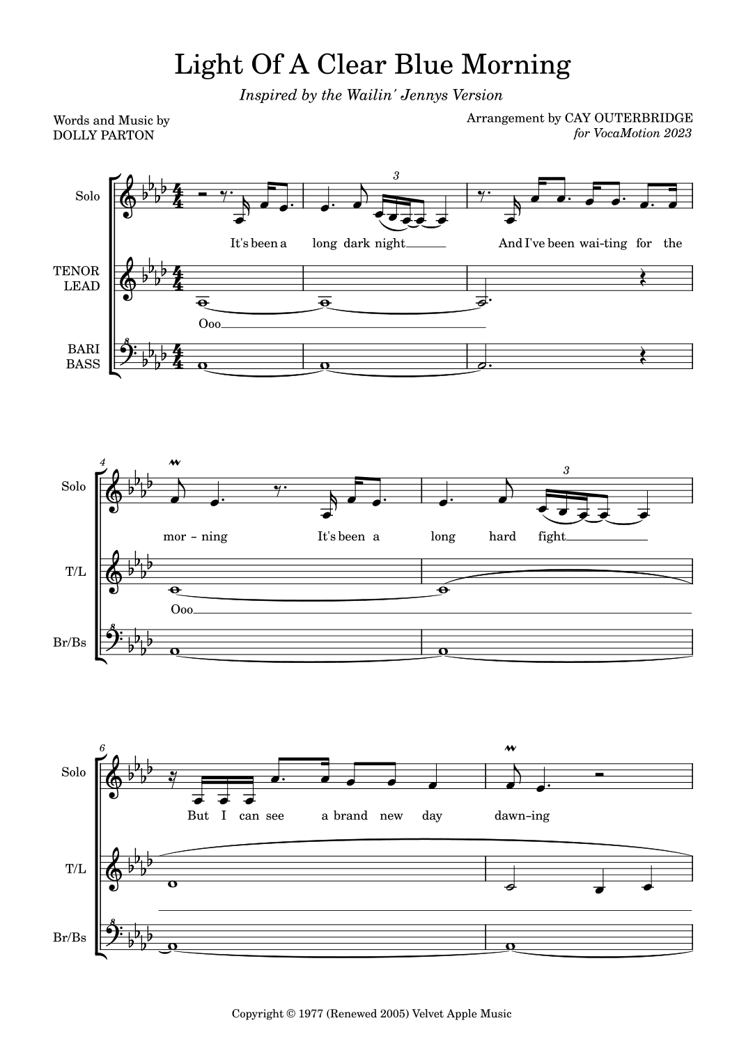 Light Of A Clear Blue Morning (arr. Cay Outerbridge)