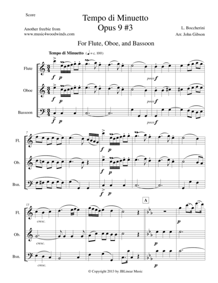 Minuet for Flute, Oboe and Bassoon Trio (arr. John Gibson)