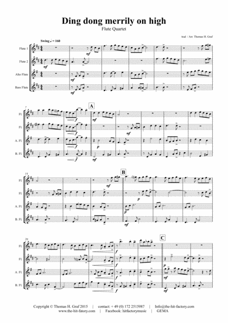 Ding dong merrily on high - Swing - Flute Quartet (arr. Thomas H. Graf)