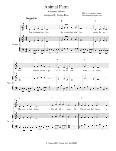 Animal Farm -  Count the Animals - fun kid song - solo and piano