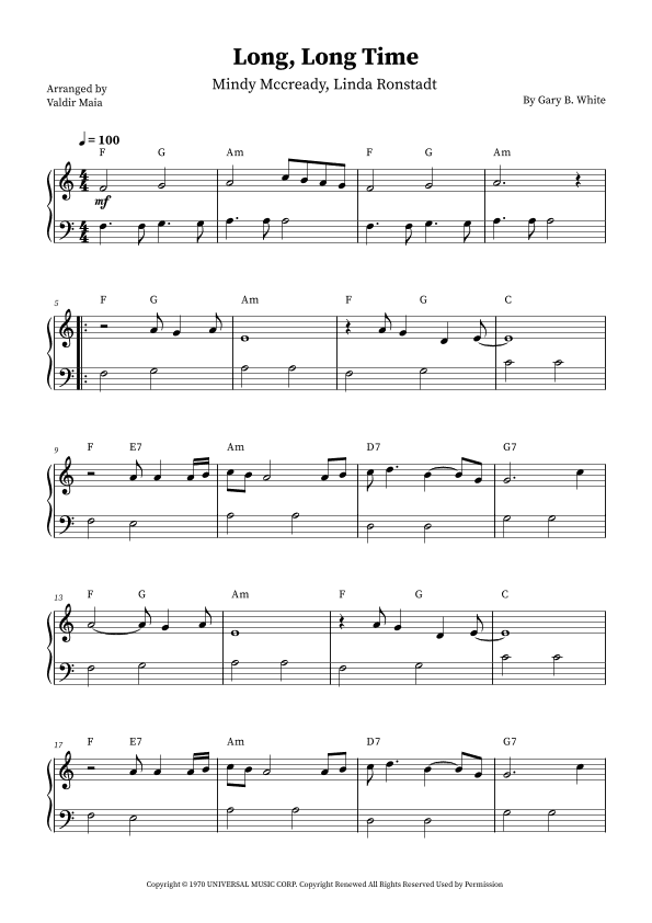 Long Long Time (arr. Valdir Maia)