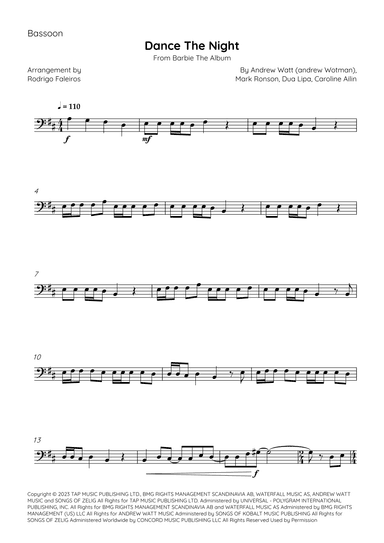 Dance The Night (arr. Rodrigo Faleiros)