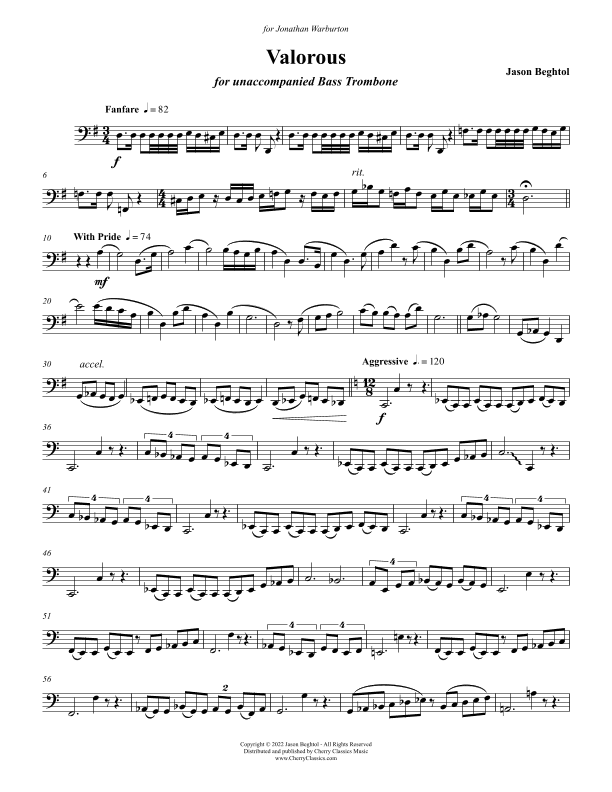 Valorous for Unaccompanied Bass Trombone