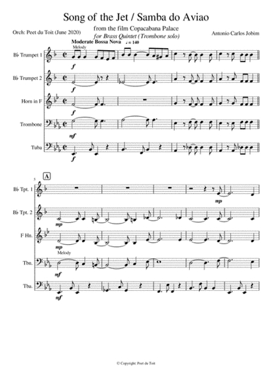 Song Of The Jet (samba Do Avião) (arr. Peet du Toit)