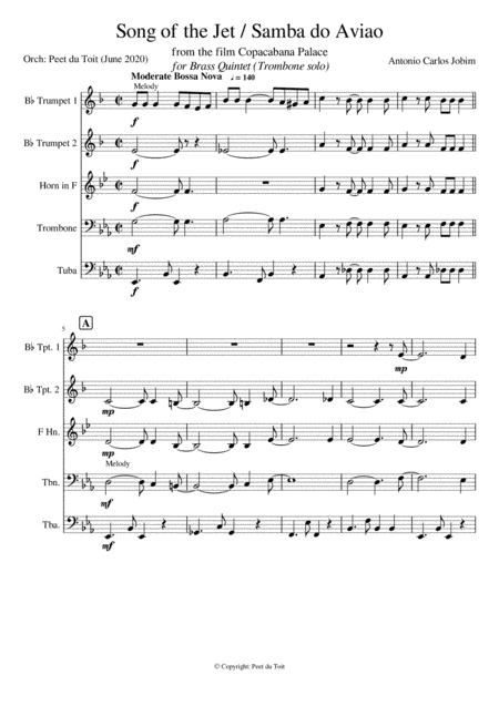 Song Of The Jet (samba Do Avião) (arr. Peet du Toit)