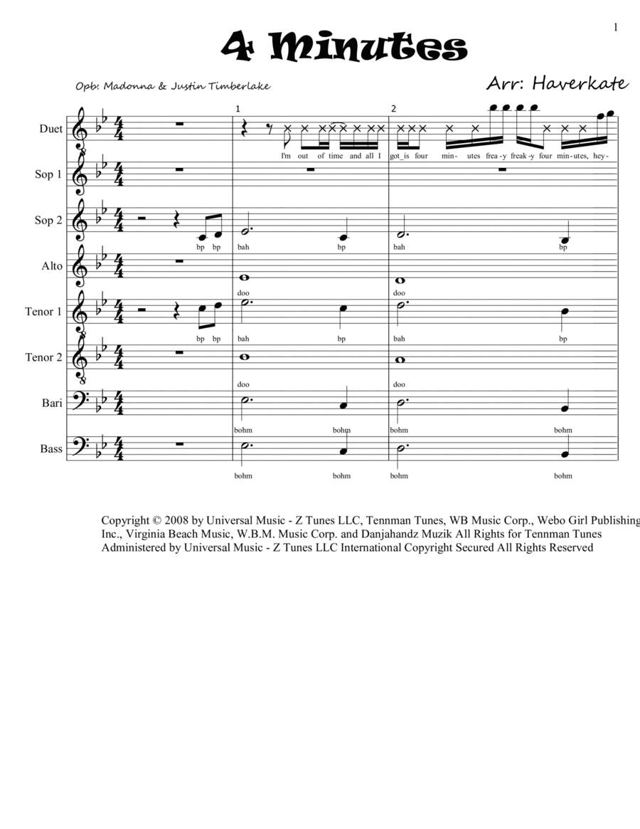 4 Minutes (arr. Brian Haverkate)