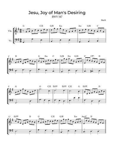 Jesu, Joy of Man's Desiring - Trumpet and Trombone with chords (arr. Alex Nunes Rodrigues)