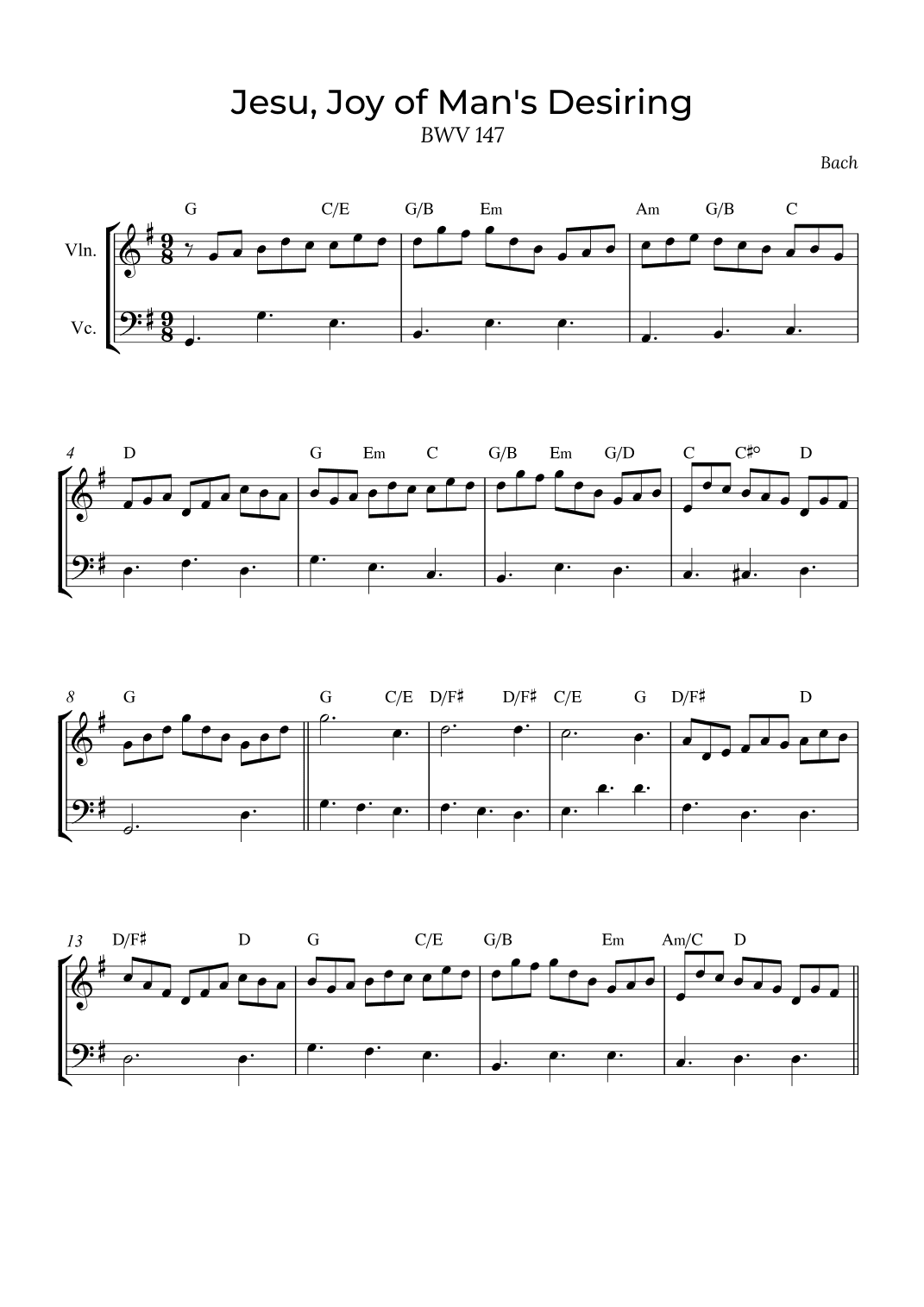 Jesu, Joy of Man's Desiring - Trumpet and Trombone with chords (arr. Alex Nunes Rodrigues)