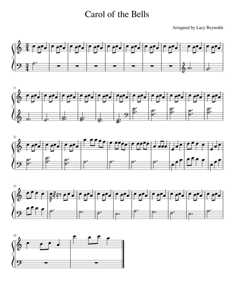 Carol Of The Bells (arr. Lacy Reynolds)