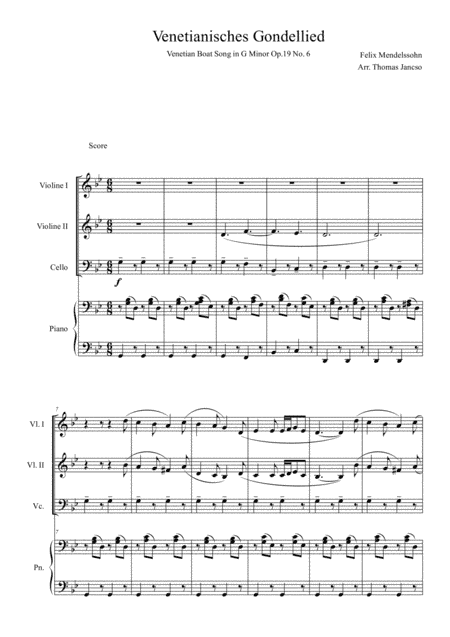 Venetian Boat Song Op.19 No. 6 (arr. Thomas Jancso)