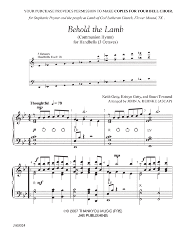 Behold The Lamb (communion Hymn) (arr. John A. Behnke)