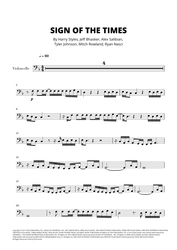 Sign Of The Times (arr. Cadenza Editions)