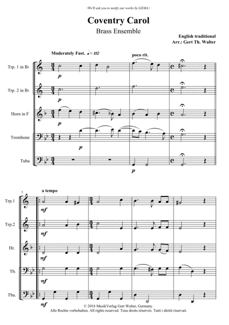 Coventry Carol (arr. Gert Th. Walter)