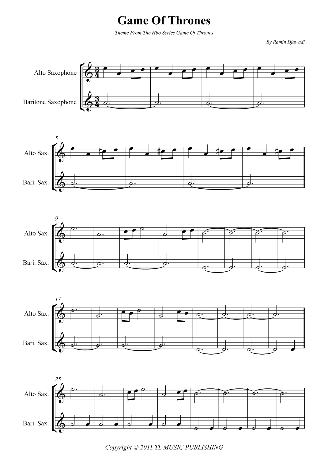 Game Of Thrones (arr. Wesley S. SIlva)