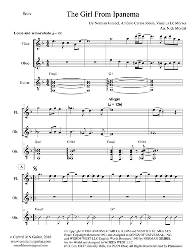 The Girl From Ipanema (garôta De Ipanema) (arr. Nick Mordal)