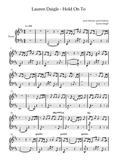 Hold On To Me (arr. by ezequiel)
