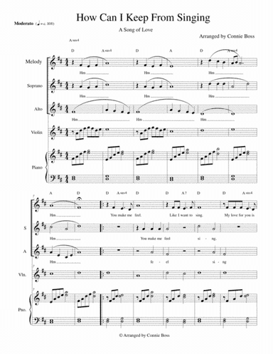 How Can I Keep From Singing - Love - violin, vocal trio and piano (arr. Connie Boss)