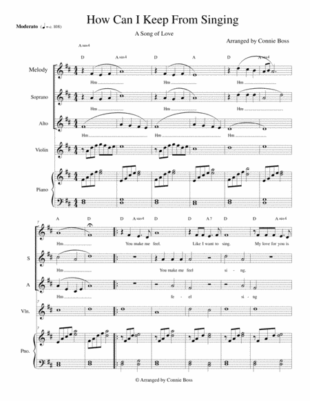 How Can I Keep From Singing - Love - violin, vocal trio and piano (arr. Connie Boss)