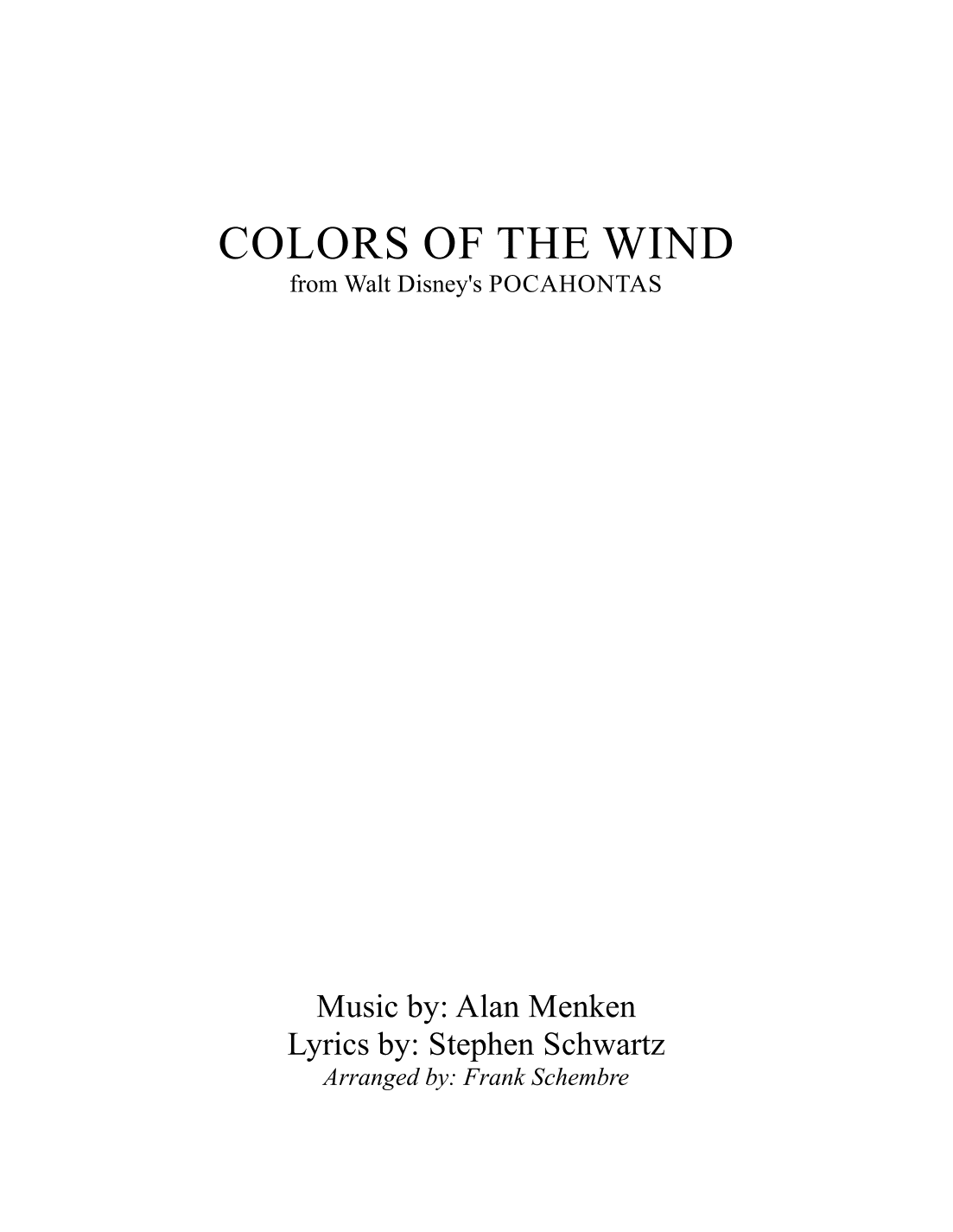 Colors Of The Wind (arr. Frank Schembre)
