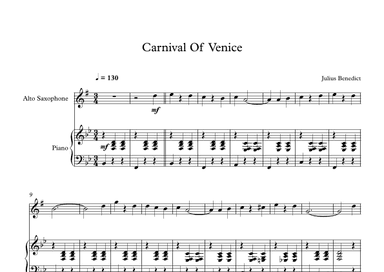 Carnival Of Venice - Julius Benedict (Alto Sax + Piano) (arr. Digital Book Music)