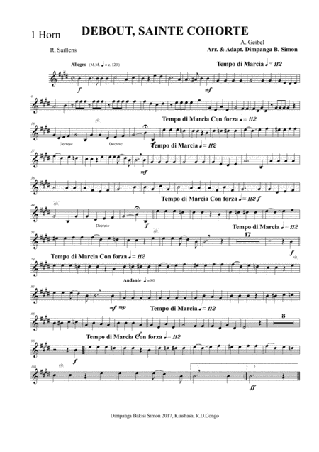 Debout, sainte cohorte (arr. Dimpanga Bakisi Simon)