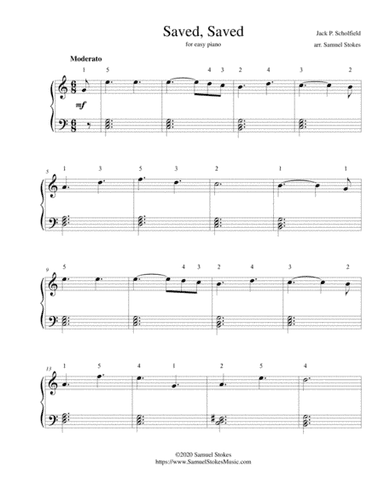 Saved, Saved! - for easy piano (arr. Samuel Stokes)